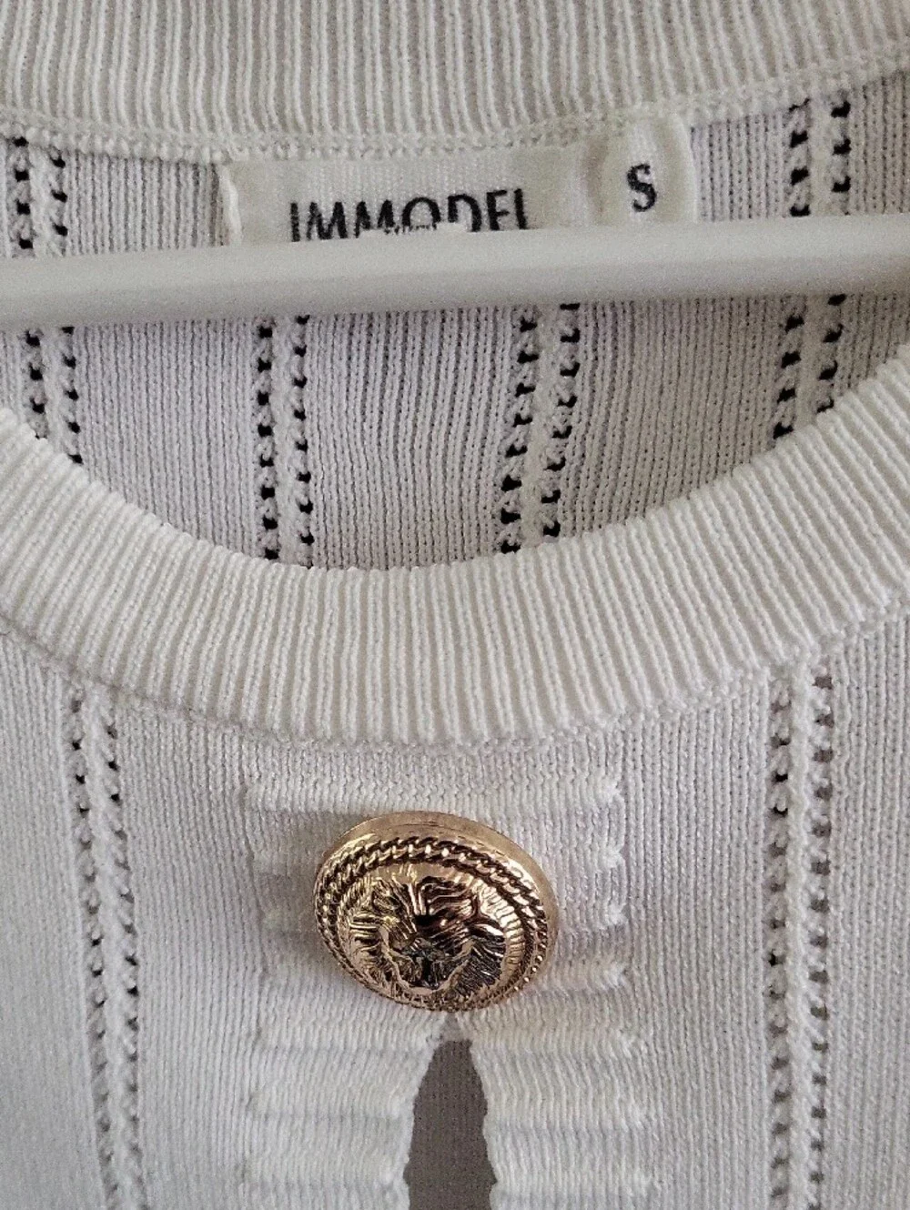 Elegant White Kids Matching Set with Gold Buttons